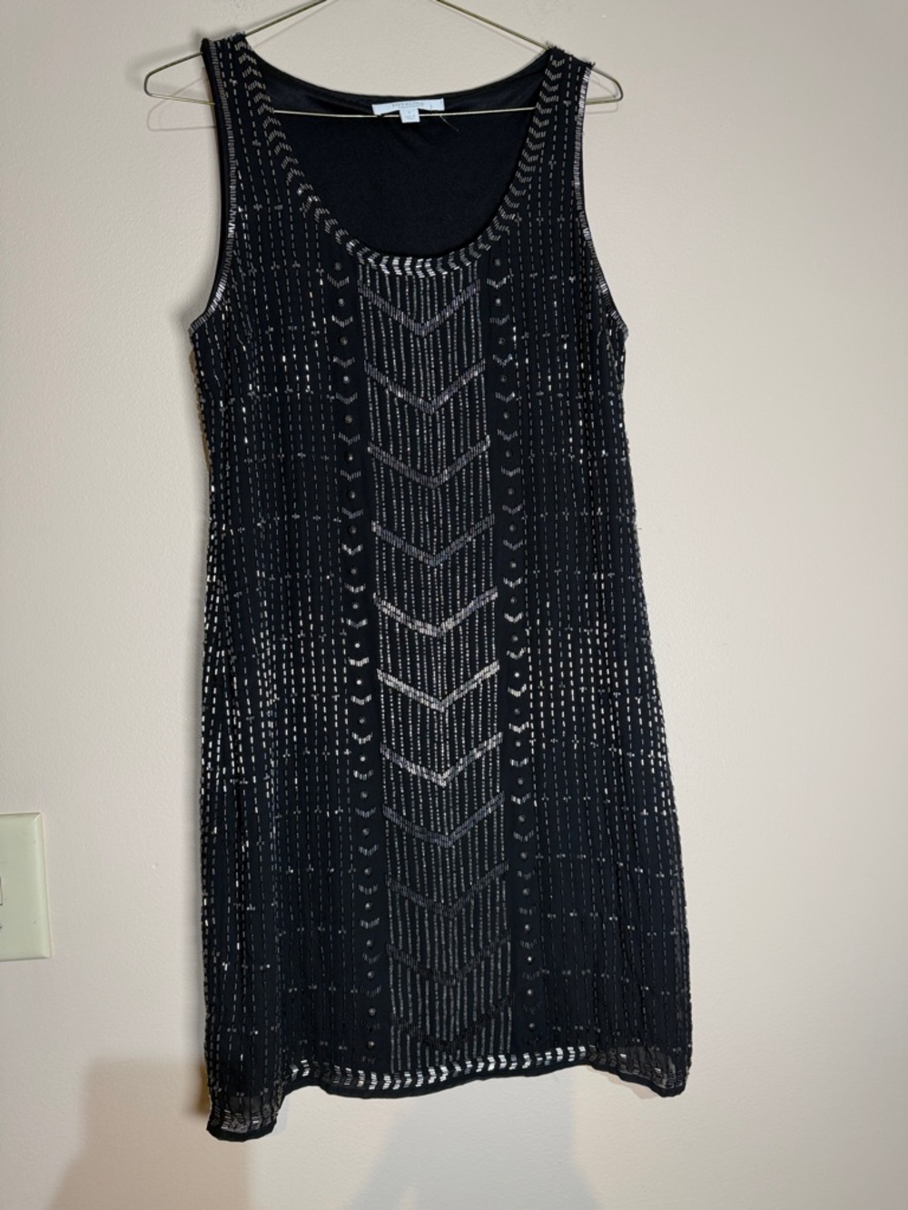 Piperlime Black Beaded Sleeveless Mini Dress